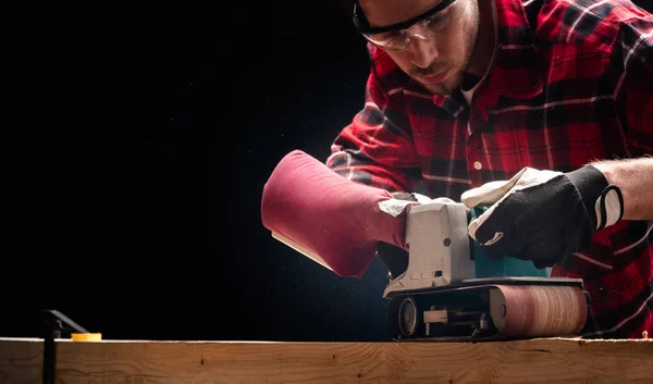 Houten schuren machines riem sander — Stockfoto