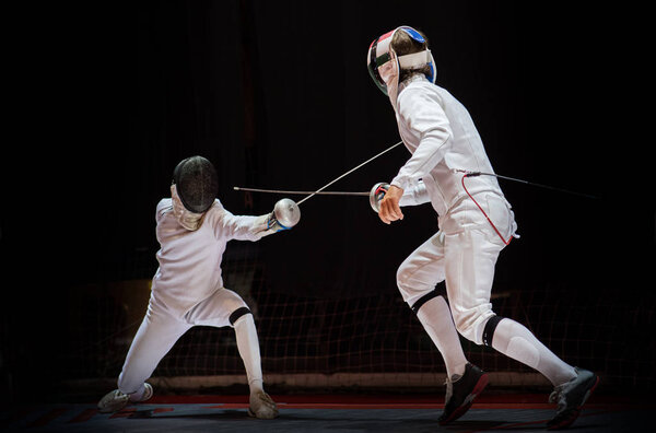 Fight at a fencing competition.