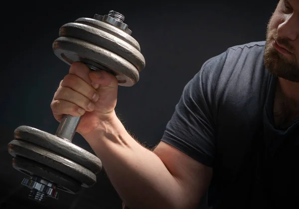 Kroppsbyggnad Eller Träning Manlig Träningslyft Vikter Gymmet — Stockfoto