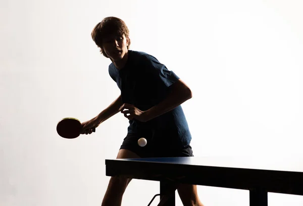 Primer Plano Jugador Tenis Mesa Que Devuelve Pelota — Foto de Stock