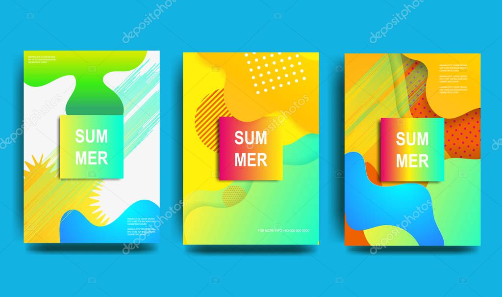 Set of creative universal vector cards. Imitation of brush strokes. Colorful design for invitation, placard, brochure, poster, banner, f