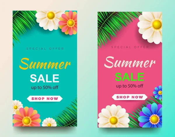 Sommar försäljning bakgrund layout banners. Kupong rabatt. Vektor illustration mall. — Stock vektor