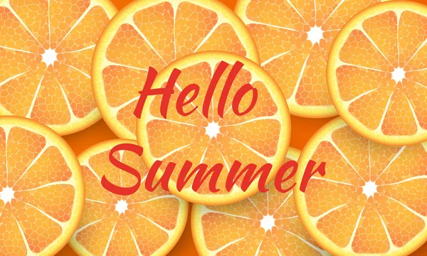 Ahoj Léto Letní Prapor Pozadím Pomerančových Plátků Můžete Použít Pro — Stockový vektor