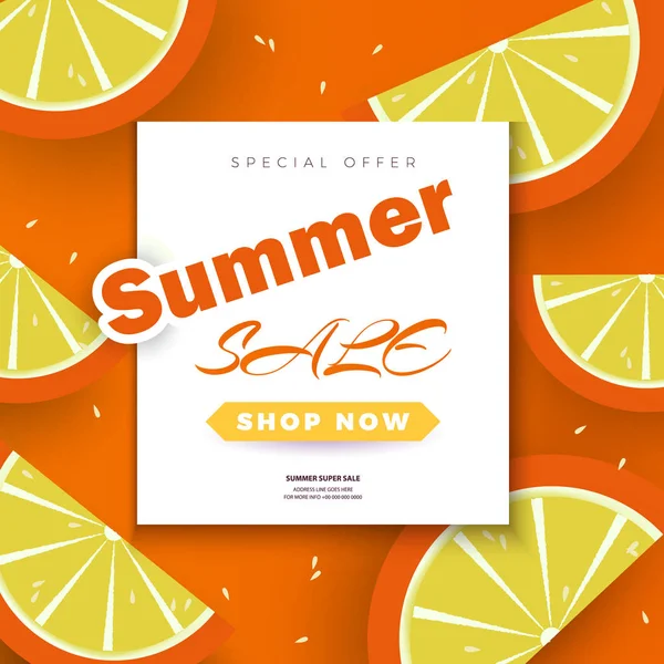 Sommerschlussverkauf Hintergrund Für Banners Orange Scheiben Auf Einem Orangefarbenen Hintergrund — Stockvektor