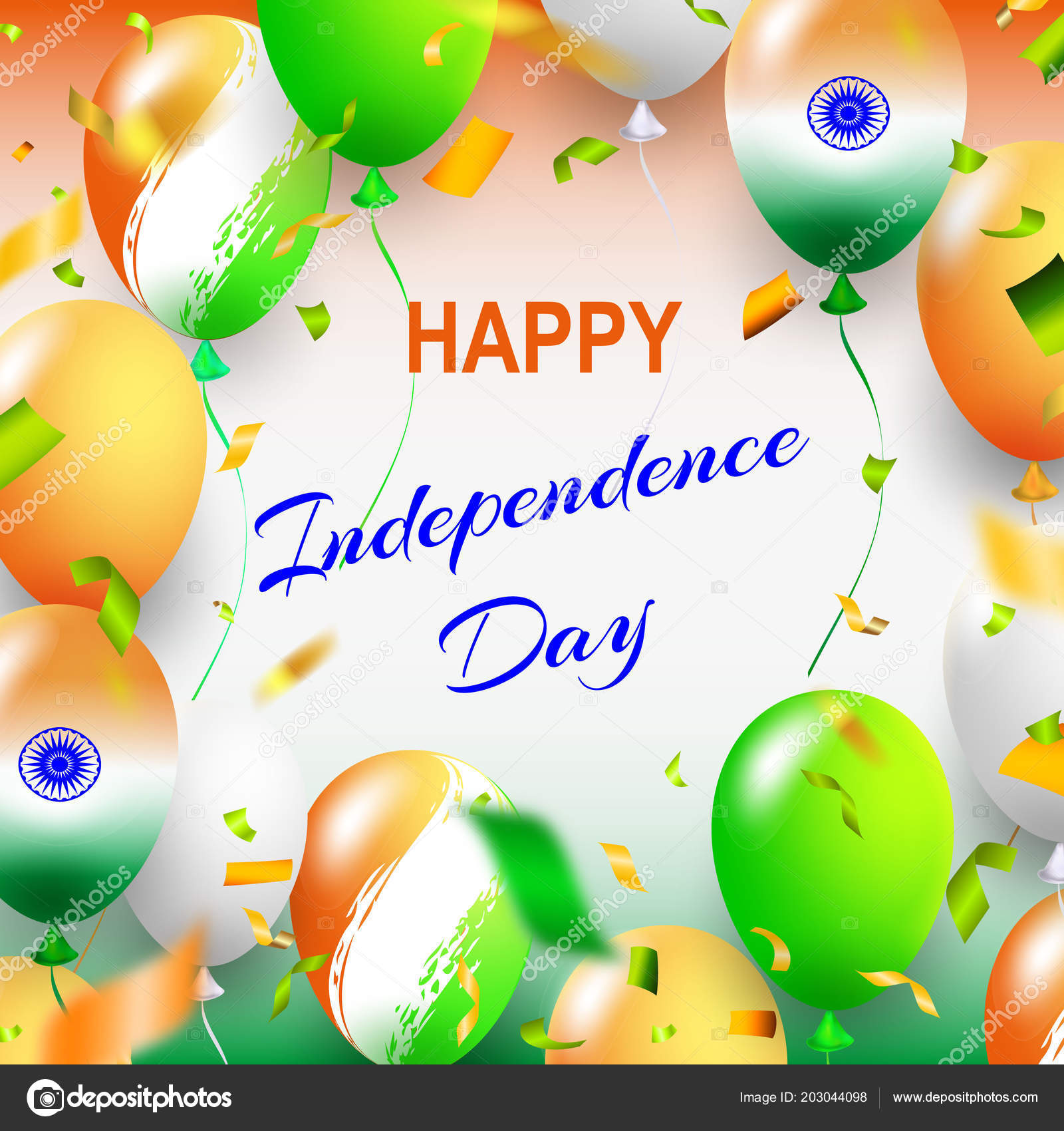 Happy Independence Day India Three Colored Balls White ...