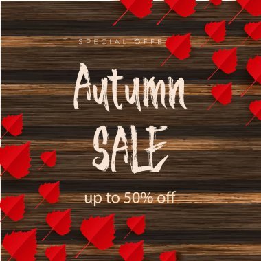 Sonbahar yaprakları çerçevesinden satışında için banner. Vektör çizim Eps10