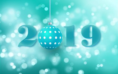 2019 mutlu yeni yıl arka plan mevsimlik el ilanları ve tebrik kartı veya Noel temalı davetler için. Vektör