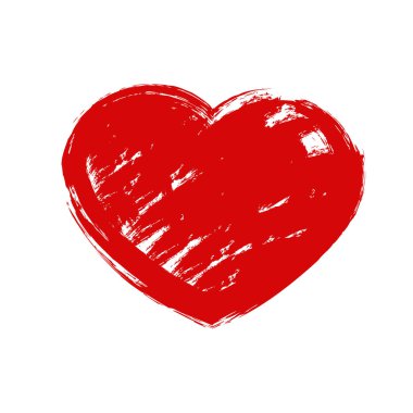 Grunge Red Heart 'ın vektör çizimi. Kırmızı kalbi tutan el..