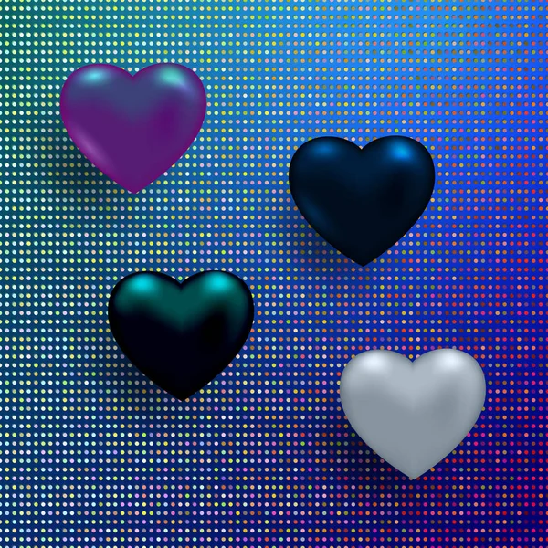 Ilustración vectorial de una hermosa forma de corazón brillante 3d multicolor . — Archivo Imágenes Vectoriales