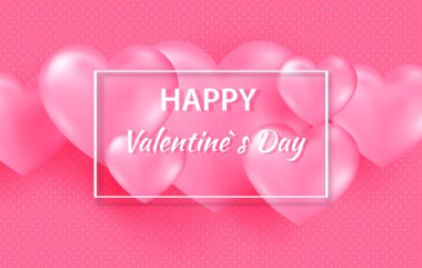 Pembe renk üzerinde ihale 3d kalpleri ile pembe Sevgililer s gün arka plan. Vektör çizim Cute seviyorum banner veya kartpostal. Metin için yer