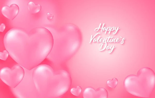 Pink Valentine Day Background Tender Hearts Pink Color Vector Illustration — Stock Vector