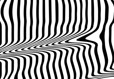 Siyah ve beyaz dalga optik soyut tasarım şerit. Vektör arka plan. eğik çizgiler