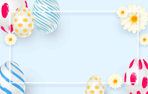 Velikonoční dovolená pozadí s 3d velikonoční vajíčka. — Stockový vektor