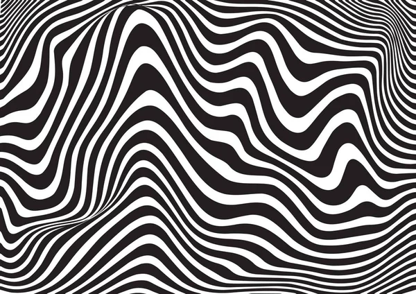 Diseño abstracto óptico de rayas de onda blanca y negra. — Archivo Imágenes Vectoriales