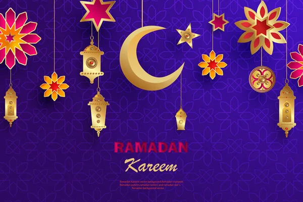 Ramadán Kareem banner concepto con patrones geométricos islámicos . — Archivo Imágenes Vectoriales