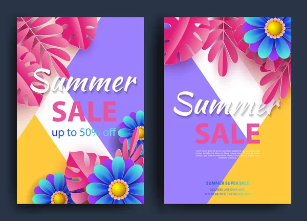 Bannières de mise en page d'arrière-plan de vente d'été.Modèle d'illustration vectorielle . — Image vectorielle