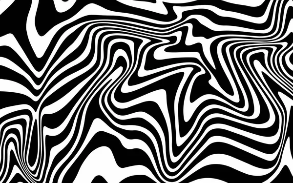 Schwarz-weißer Wellenstreifen optisch abstraktes Design. — Stockvektor