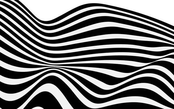Striscia d'onda bianca e nera disegno astratto ottico. — Vettoriale Stock