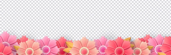 Frühlingsblumen isoliert auf transparentem Hintergrund. Heller, sommerlicher, frischer Blumenrand. Vorlage für Urlaubskarten. Vektor — Stockvektor