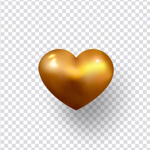 Gran corazón dorado aislado sobre un fondo transparente — Archivo Imágenes Vectoriales