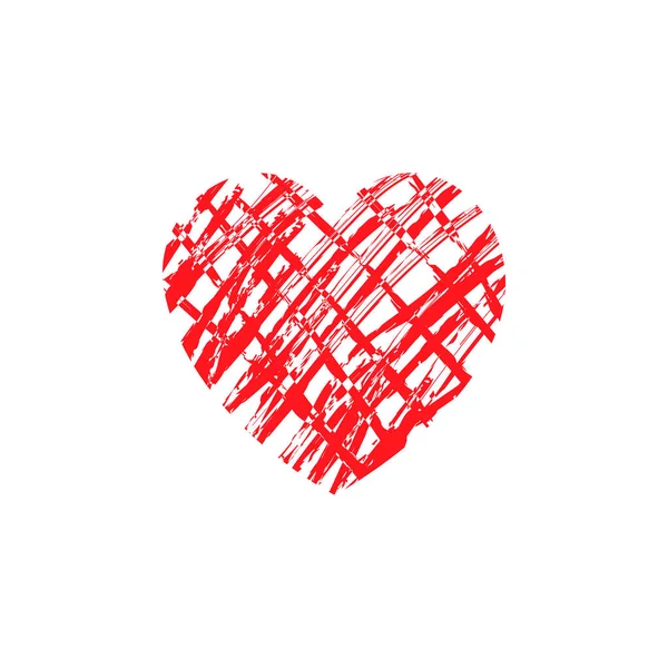Ilustración vectorial de corazón rojo grunge. Mano sosteniendo corazón rojo . — Archivo Imágenes Vectoriales