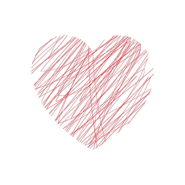 Vektor illusztrációja grunge vörös szív.Kézfogás piros szív. — Stock Vector