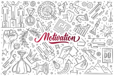 Elle çizilmiş motivasyon doodle vektör arka plan belirleme