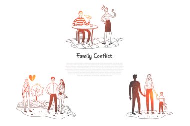 Aile çatışma - zor durumlarda sahip ve aile vektör kavramı kümesinde kavga insanlar