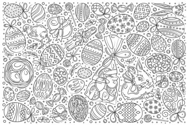 Elle çizilmiş Paskalya doodle vektör arka plan belirleme