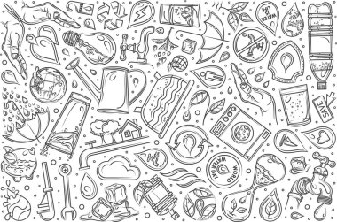 Elle çizilmiş su set doodle vektör arka plan kaydetme