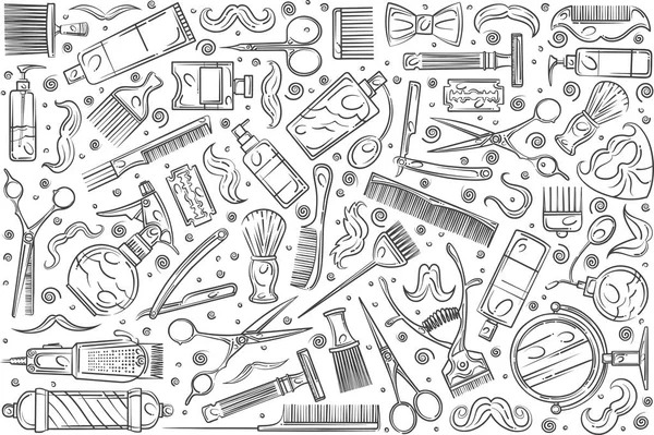 Strumenti da parrucchiere disegnati a mano — Vettoriale Stock