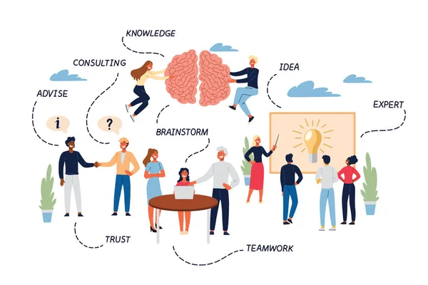 Affärsidé av expertis, revision, Konsulting, teamwork och partnerskap. — Stock vektor