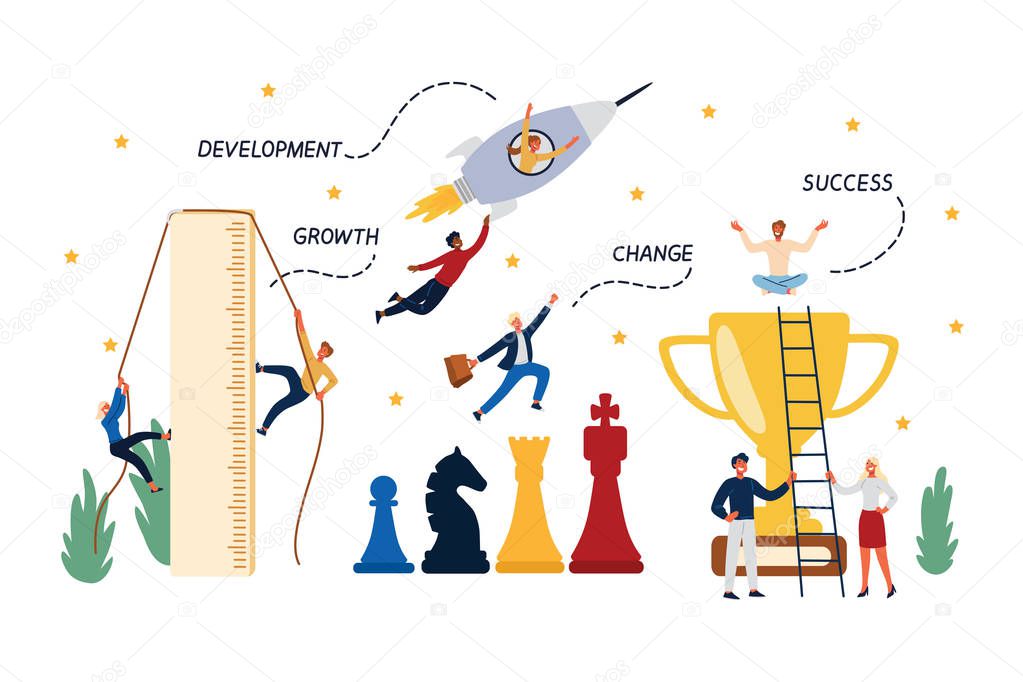 Business Concept of Career, Startup, Growth, Promotion, Development.