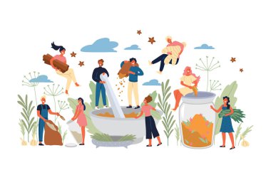 Baharat, Otlar, Gıda ve Ayurveda Kavramı.