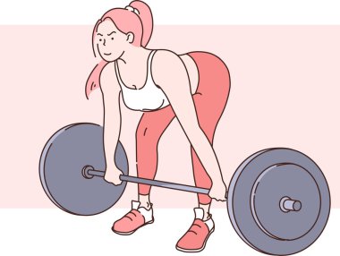 Spor Kavramı Genç Güzel Atletik Kadın Bodybuilder egzersizleri performans. Spor kendine güvenen kız bir allimpiade kazanmak için hazırdır. Sağlıklı yaşam tarzı, formda olmak ve kilo vermek