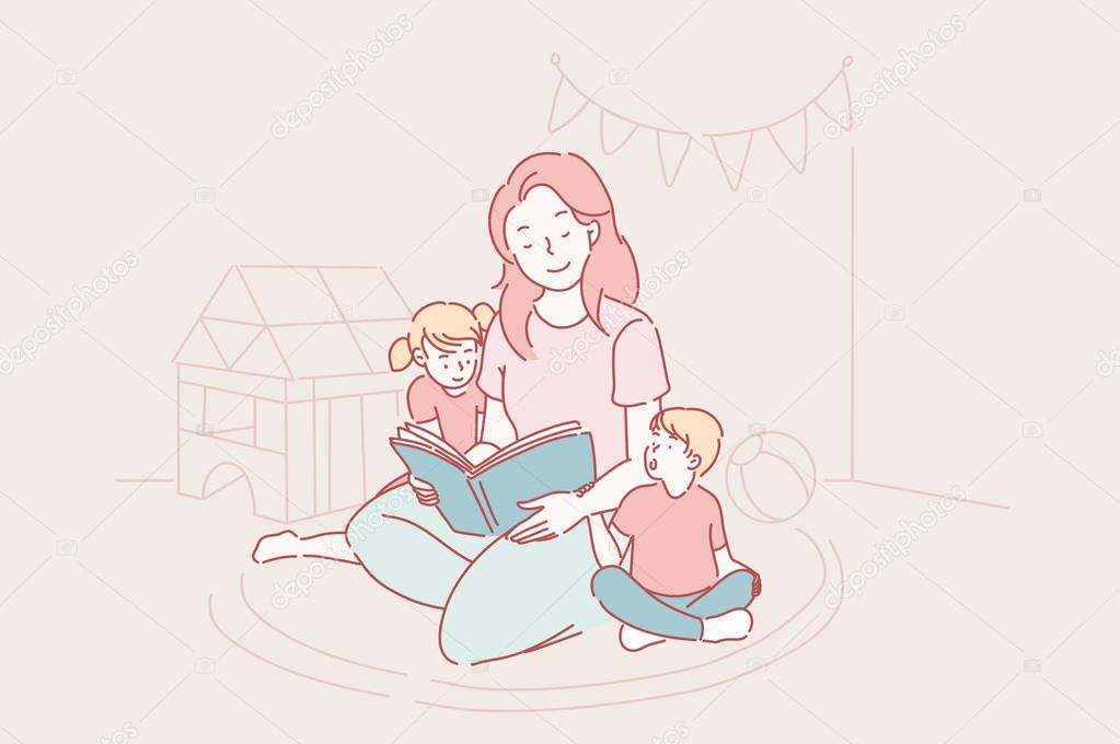 Mothers day, kindergarten, motherhood concept.