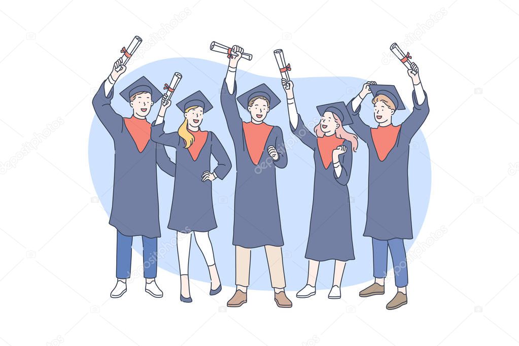 Education, graduation, awarding concept