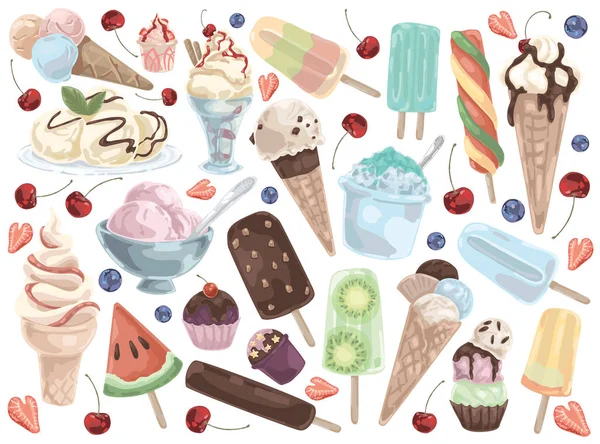 Crème glacée sur fond blanc . — Image vectorielle