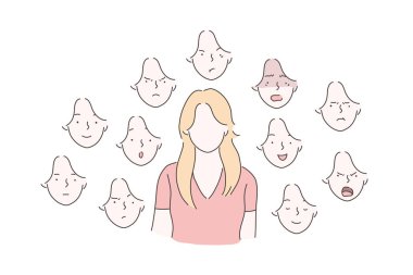 Set of woman emotions concept. clipart