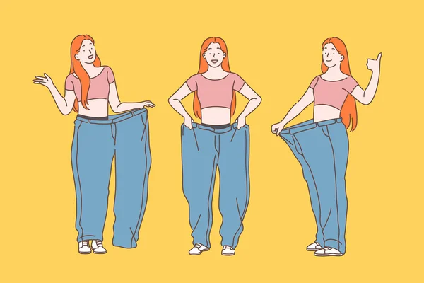 Δίαιτα, απώλεια βάρους, έννοια αδυνατίσματος. — Διανυσματικό Αρχείο