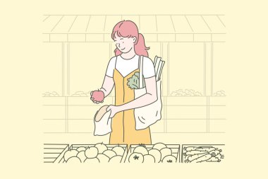 Vegan gıda, ev hanımı, eko konsept.