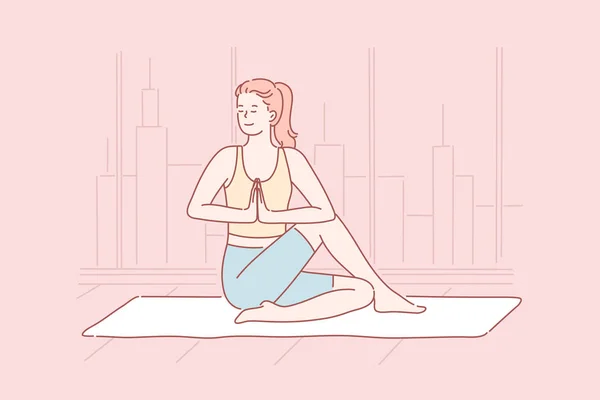 Yoga, concepto de salud mental . — Vector de stock