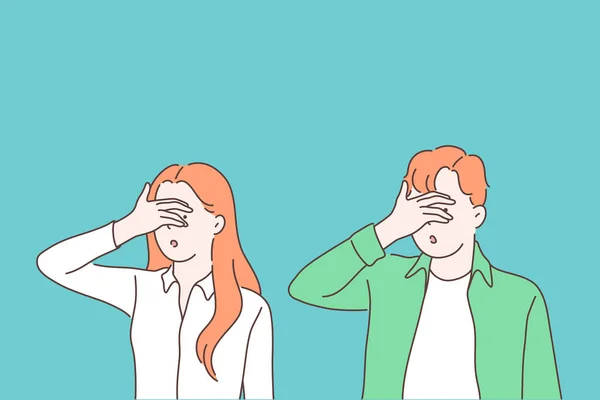 Turning blind eye cartoon concept — Stock Vector