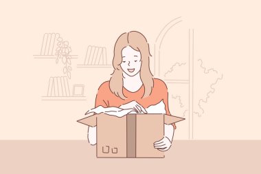 Hoş bir sürpriz, paket teslimatı konsepti