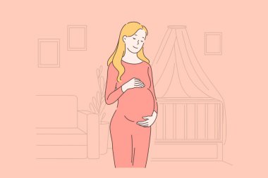 Sağlıklı hamilelik, doğum için beklemek, bebek beklemek ve çocuk doğurmak, mutlu annelik kavramı