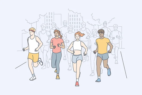 Sport, jogging, maratona, concetto di attività — Vettoriale Stock