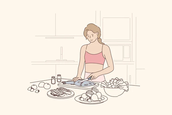 Cocina, dieta, salud, concepto de nutrición — Archivo Imágenes Vectoriales