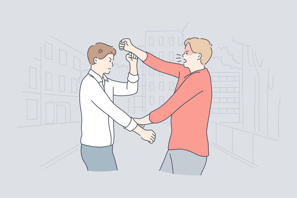 Quarrel, struggle, violence, aggression, conflict concept
