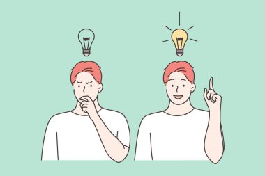 Düşünme, fikir, başarı, iş, hayal gücü kavramı