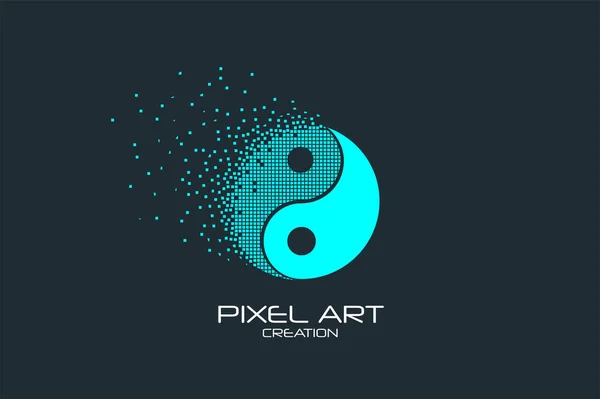 Sztuka pikseli logo yin-yang. — Wektor stockowy